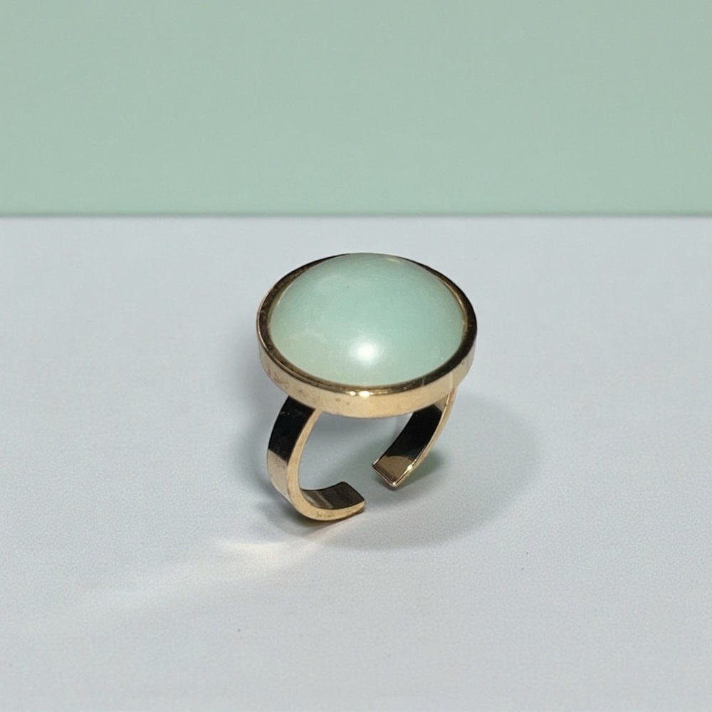 Elegant Gold Ring/Aqua chalcedony Gemstone